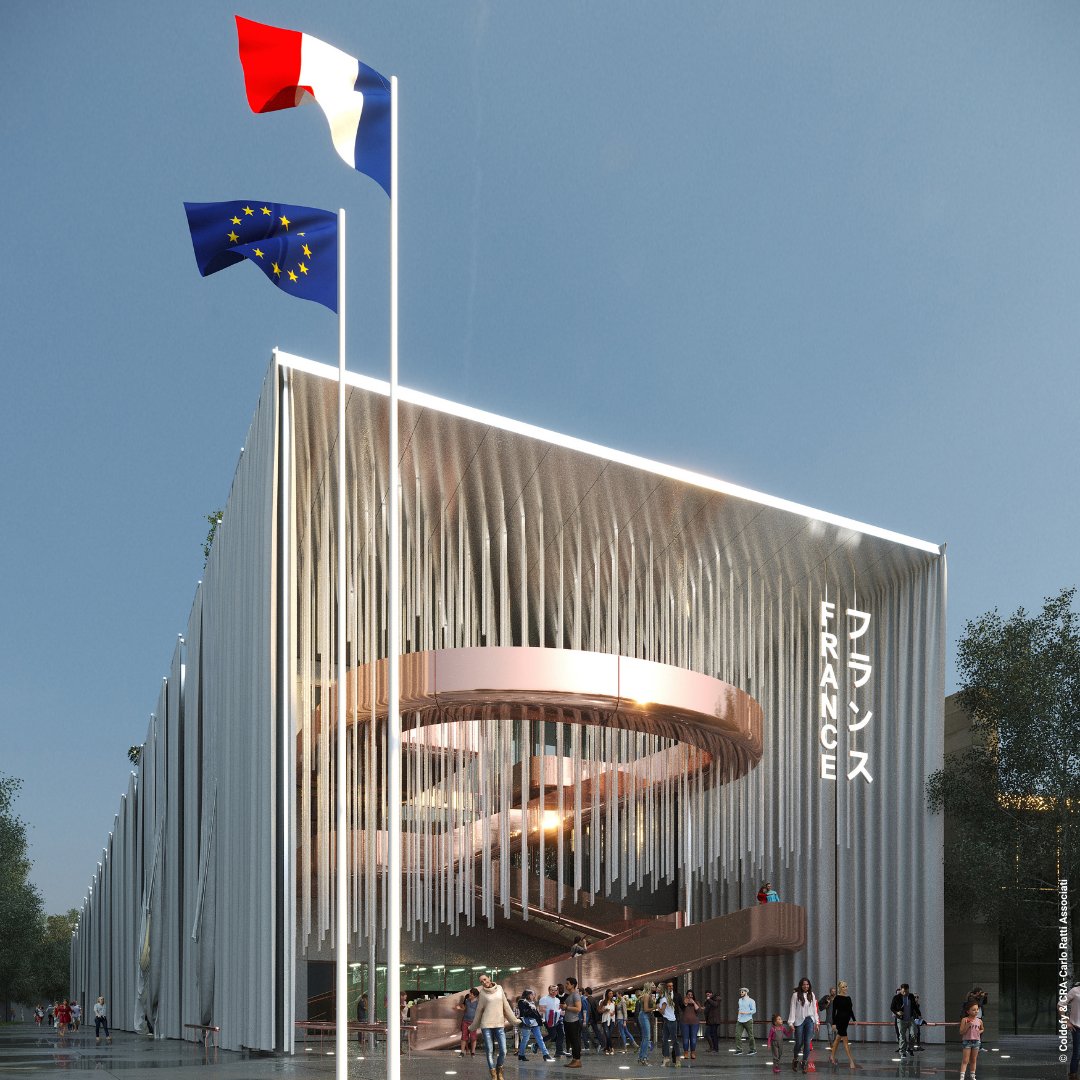 Bâtiment temporaire, le Pavillon France est pensé pour optimiser son recyclage, les éléments, dont la structure métallique et les modules préfabriqués, pourront être réutilisés.