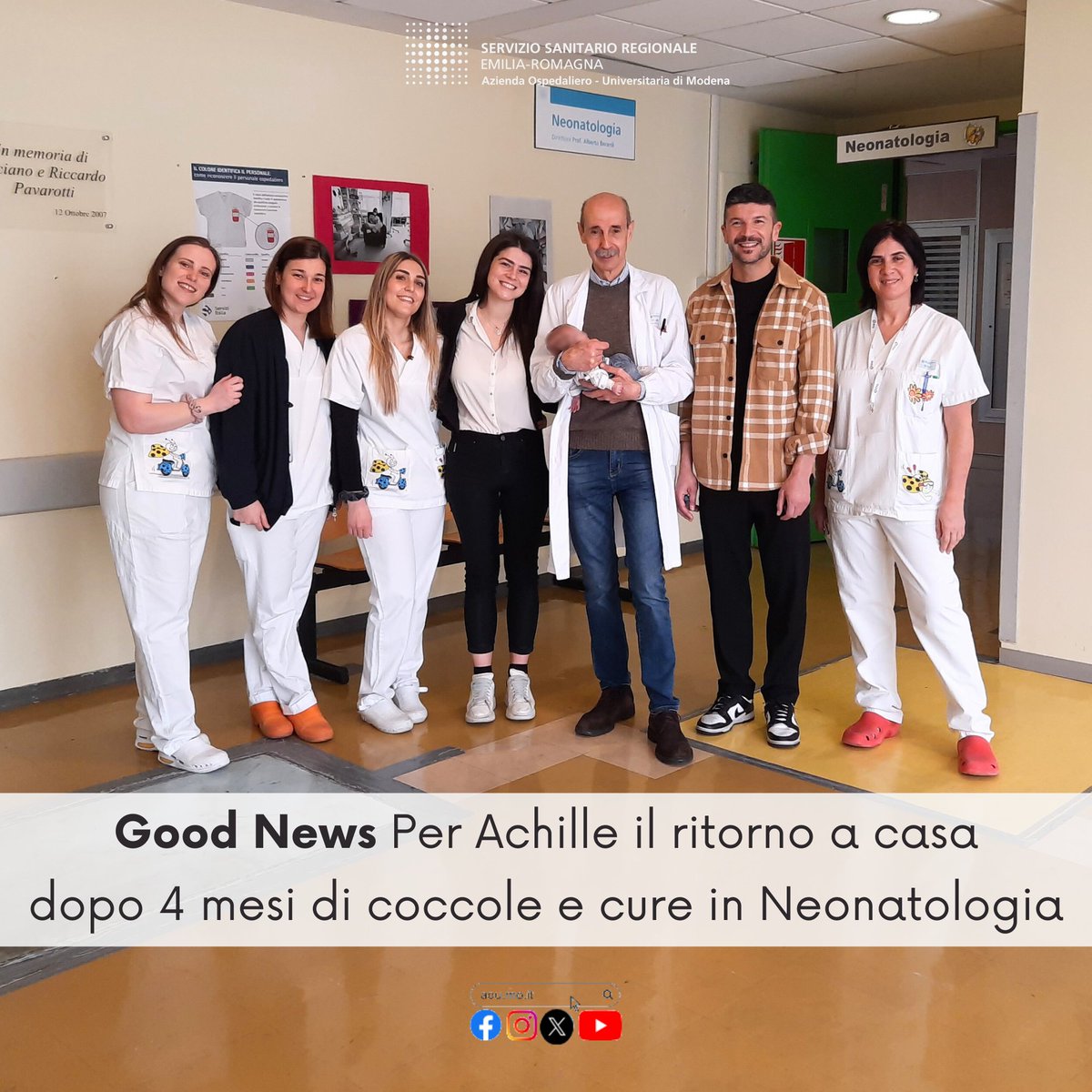 Nato alla 23esima settimana con il peso di 640 grammi, è tornato a casa dopo quasi quattro mesi di coccole e cure nella #Neonatologia del #Policlinico di #Modena La storia a lieto fine di Achille e la sua famiglia, raccontata dal Prof. Alberto Berardi t.ly/r12NL