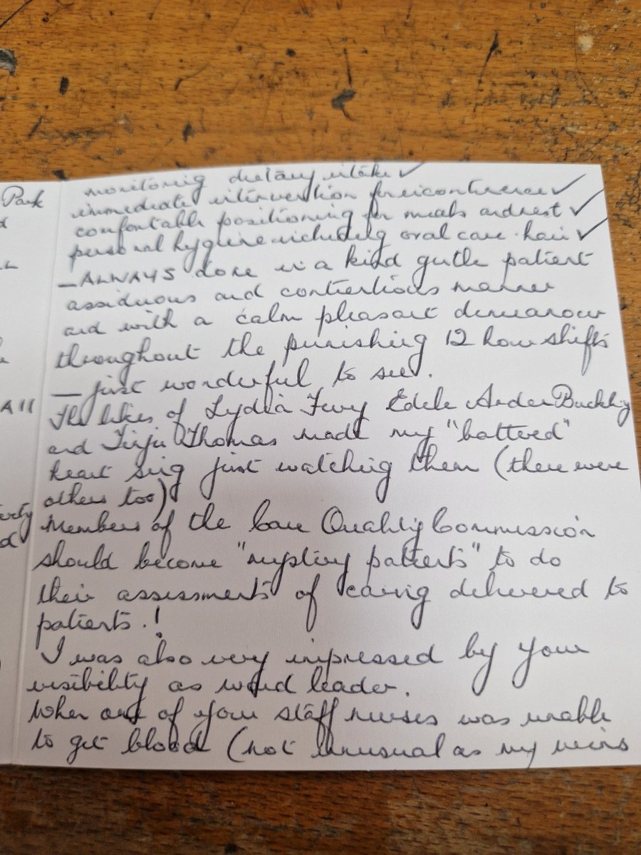 When a patient who was also a nurse who worked here in the Trust, acknowledges the care your team gave them with this much recognition it needs to be commended. Proud to work alongside such caring professional people