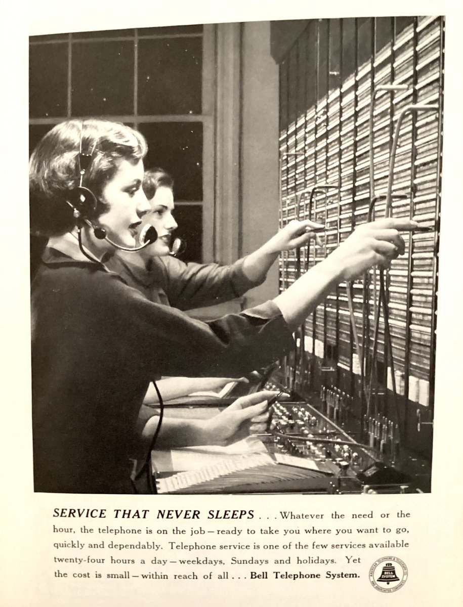 Wonderful advert by the Bell Telephone System in a 1950 National Geographic magazine! #telephonists #womeninwork #fifties #socialhistory #history @NatGeo @HistoryInPics @utktun @UweSteiner @to_glasgow @NHM_London @Pitt_Rivers