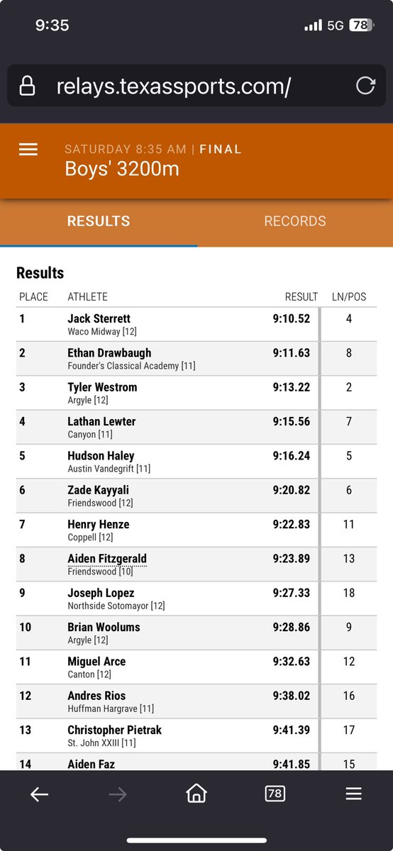 Congratulations @JackSterrett_ on his 🥇 finish in the 3200m at the @txrelays