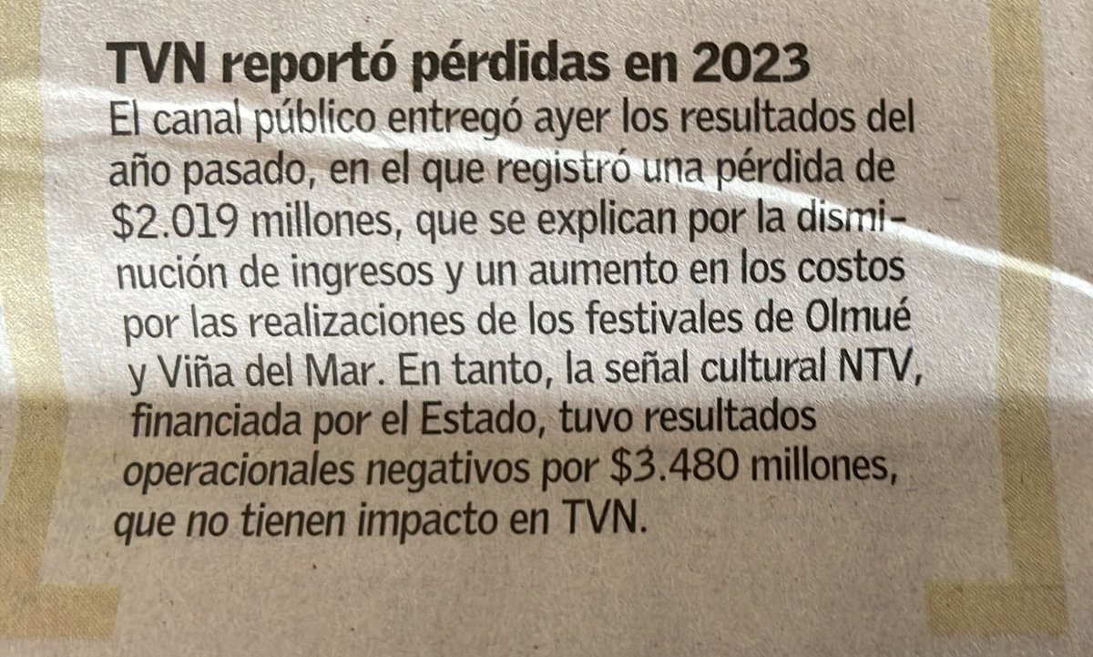 Más de 5 mil quinientos millones de pérdidas, financiados con recursos de todos los Chilenos. Pregunto, para esto quieren subir los impuestos?.