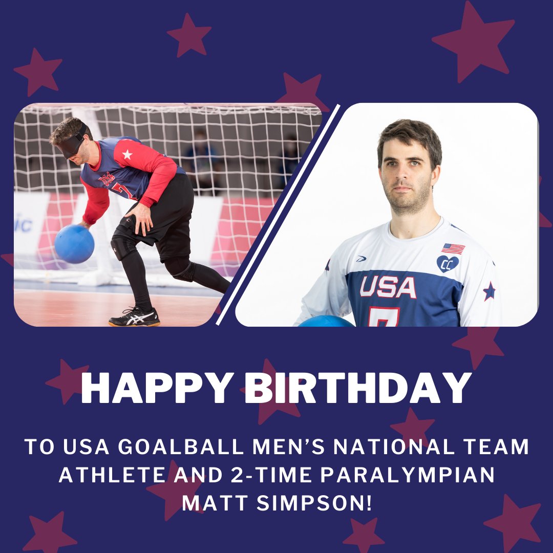 Join us in wishing a happy birthday to USA Goalball Men's National Team Athlete and two-time Paralympian Matt Simpson!