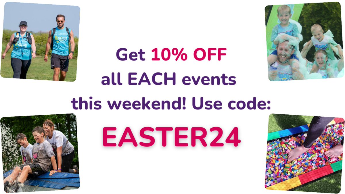 Take 10% off all event entry fees this Easter weekend! 😍 Use code ‘EASTER24’ at checkout. Discount code valid until Monday 1st April. Sign up here: bit.ly/3FZzBgL