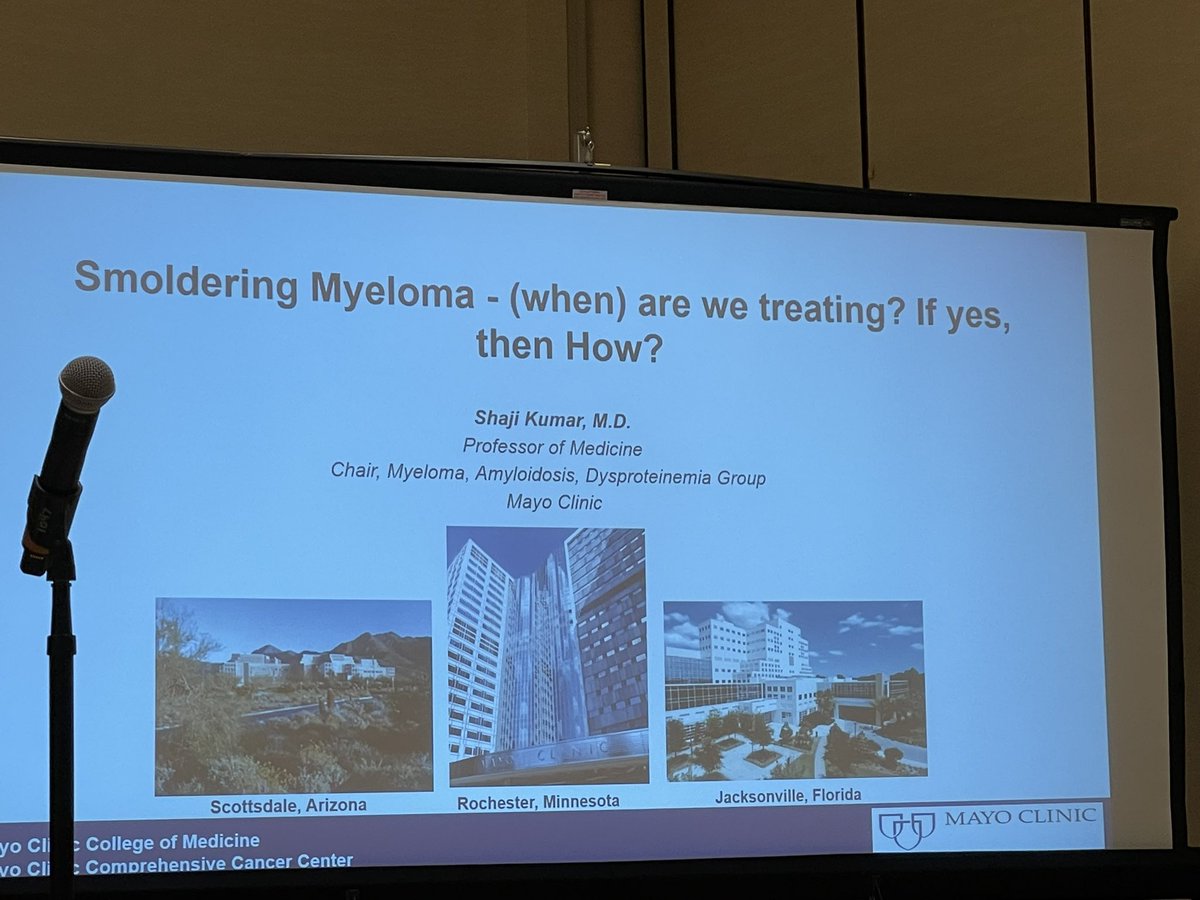 And we’re off to the races! Excited to be learning from @myelomaMD about the nuances of diagnosing and treating SMM #MMsm. @JanakiramMurali is sitting next to me so we’ll see who tweets more 😉 At the @btfoundation heme summit!