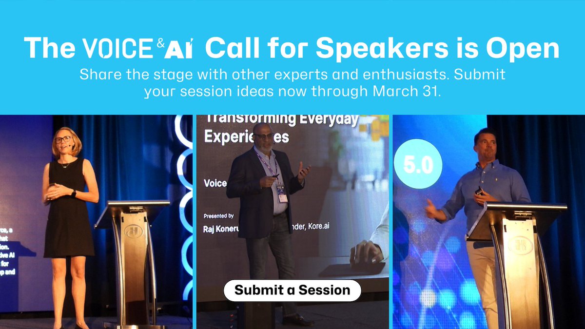 The VOICE & AI Call for Speakers is open for 1 more day. Submit your session ideas for the world's leading language services event, and share your knowledge with a community of #ConversationalAI enthusiasts. bit.ly/43C3f6j #VOICEandAI #AI #TechEvent