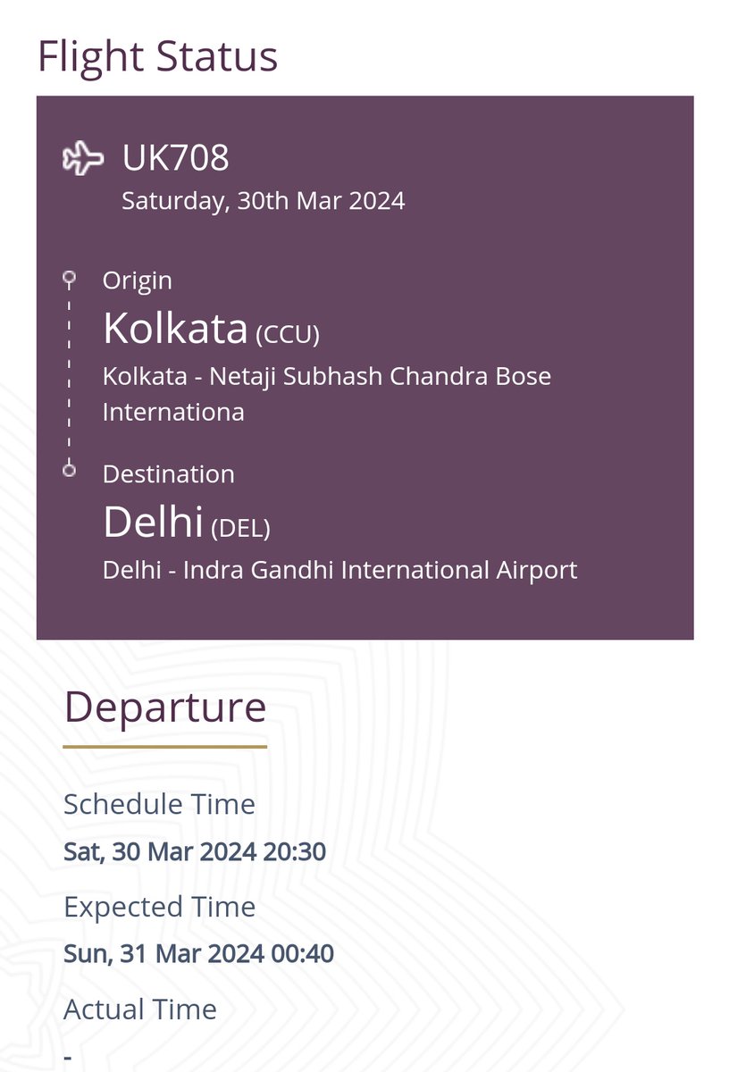 indromal's tweet photo. @mrutvikm @JM_Scindia @AAI_Official @airindia @airvistara Kolkata to Delhi. 8:30 pm flight rescheduled to 00:40 and no clarity on where is the aircraft. Chaos across sectors. https://t.co/bDIXLQFjWa