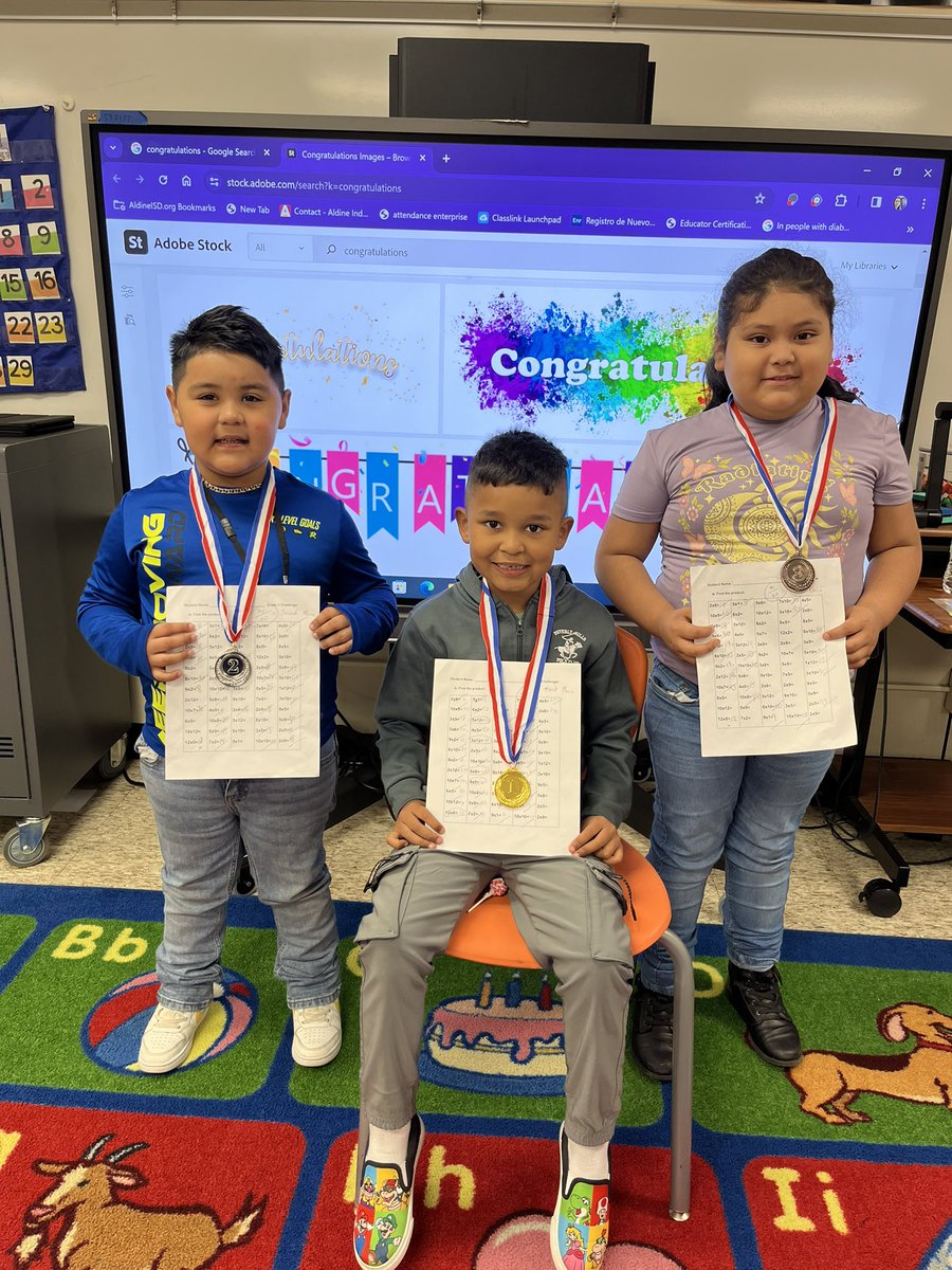 Super proud of my first grade students, seven of my students started practicing and learning the multiplication facts. I thank @BecharaNolie for allowing them to have a multiplication math fact challenge amongst them🤩😍. @OrangeGroveAISD @AldineISD