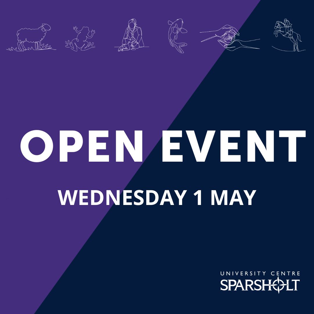Our next University Centre Sparsholt Open Evening is on Wednesday 1 May! Find out more about studying one of our degrees on our countryside campus at the library. Book now: bit.ly/UCSOpenDay