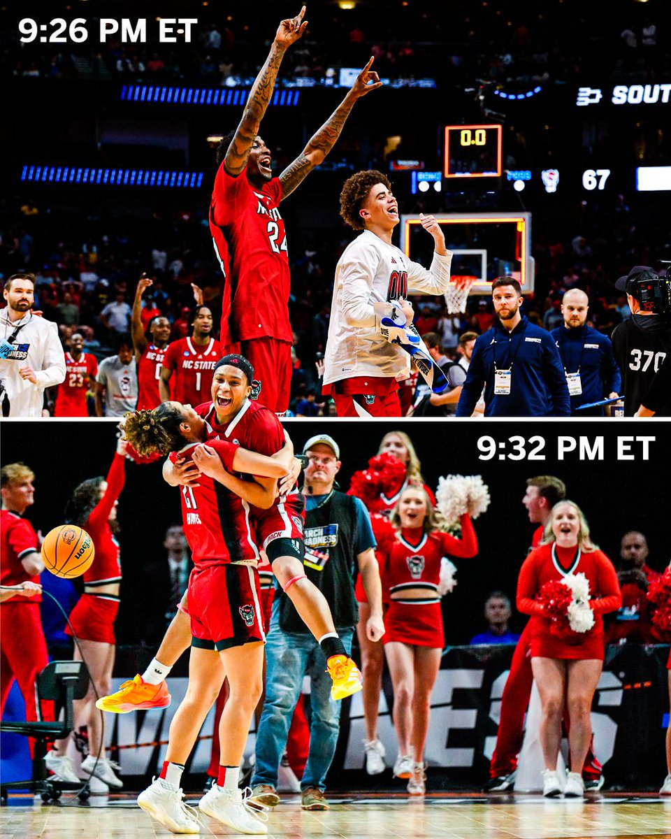SIX MINUTES separated the NC State men's and women's teams advancing to the Elite Eight 🤯 @PackMensBball @PackWomensBball