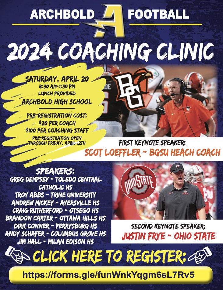 Two weeks left to pre-register for our 2024 Coaches Clinic. We have a great lineup of speakers set, and we are excited to host a great learning opportunity. Sign up link found below: docs.google.com/forms/d/10kF2A…