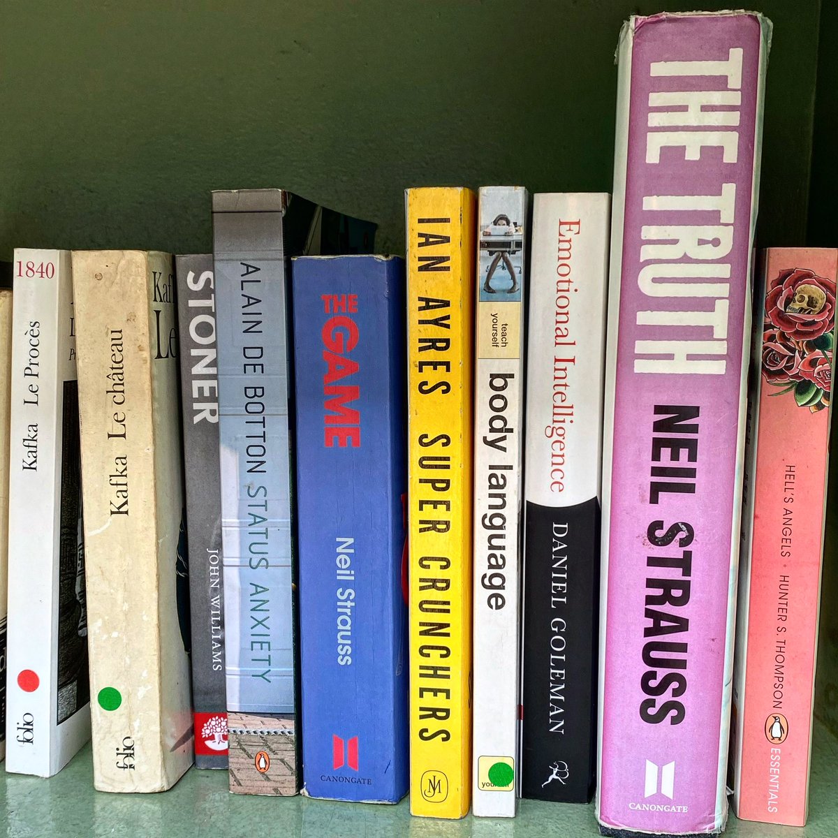 Now this #shelfie tells a story. This is the library cupboard on my road. We put old books in it — either when we’ve read them or when we’re having a clearout. Then we borrow the ones we want to read.