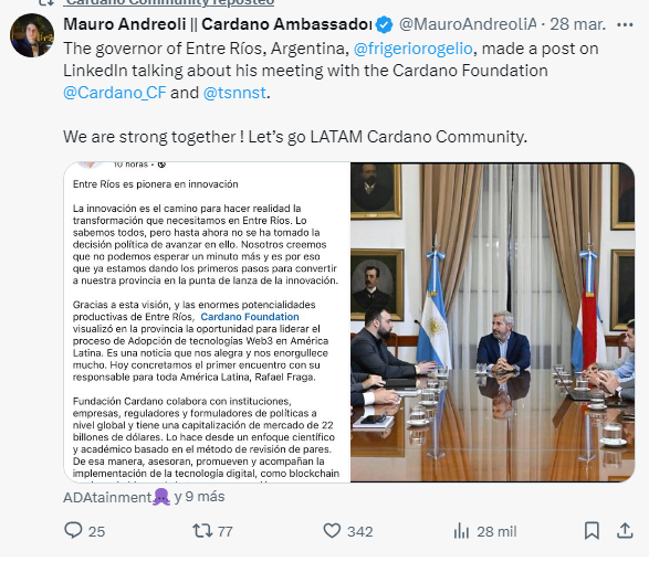 Cardano! Do you realize all of this happened over 1 Week? 📆🤯

Cardano is preparing for massive Adoption over here 

Bulish on Argentina and LATAM! 🇦🇷🌎