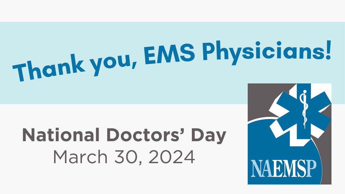 Today is National Doctors' Day, and we'd like to extend our appreciation to the EMS physicians who continue to put time and effort into improving the EMS subspecialty as part of NAEMSP. Not a member? Learn more about joining: naemsp.org/join-renew/