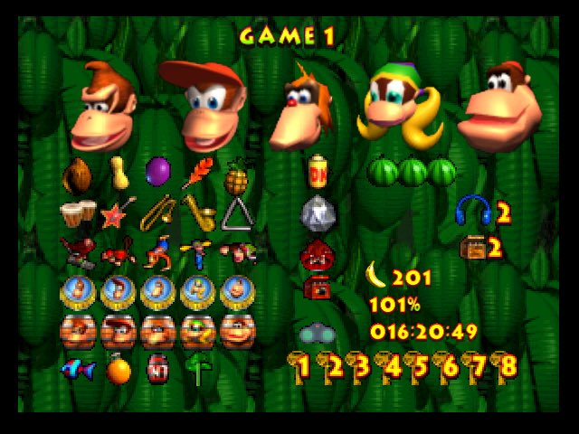 Pardyhead's tweet image. 101% completion. Played with some QoL changes from the DK64 randomizer, like instant Tag Barrel swaps, but I still played every Bonus Barrel! #DK64 #Rare