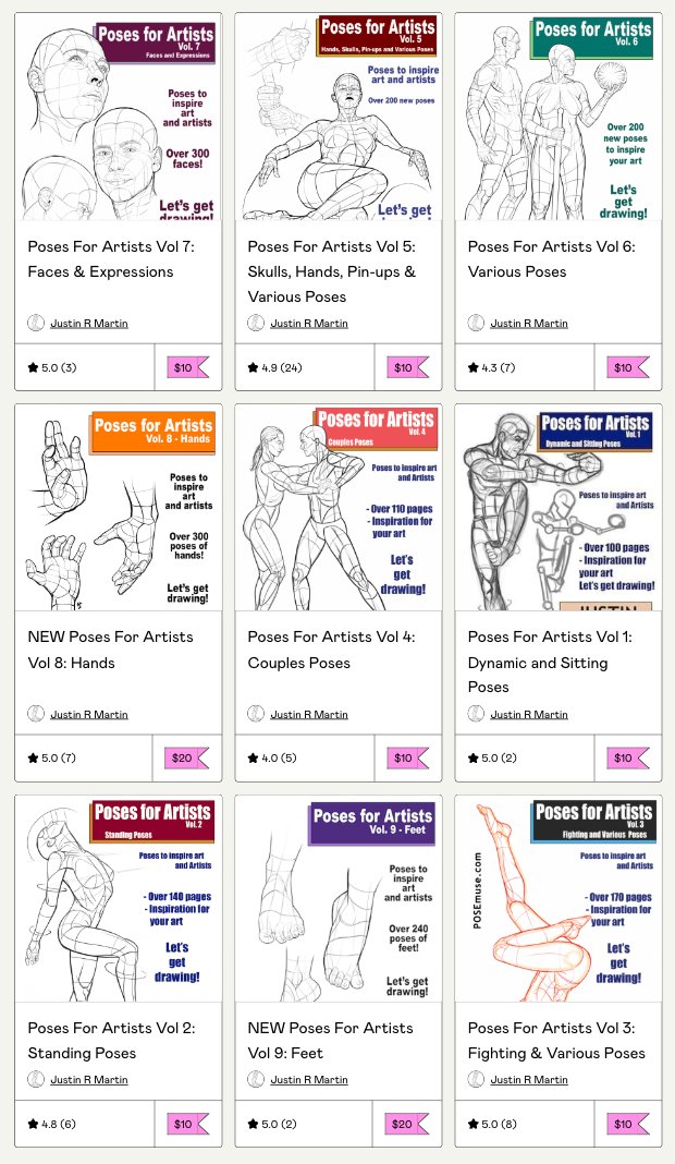 Poses For Artists Book Set Vols. 1-9 just $64 on posemuse.gumroad.com until April 1st with code MARCH35! Normally $99.  
#draw #drawing #drawingreferences #posesforartists #posereferences #howtodraw #drawingwomen #artreferences #art #figuredrawing #posereference #discountcodes