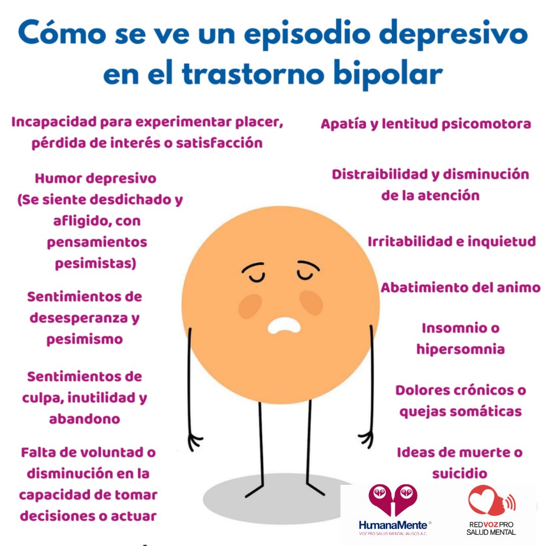 Los síntomas del trastorno bipolar pueden variar. Una persona con el trastorno puede tener episodios maníacos, depresivos o “mixtos”. Un episodio mixto presenta síntomas maníacos y depresivos.
#trastornobipolar