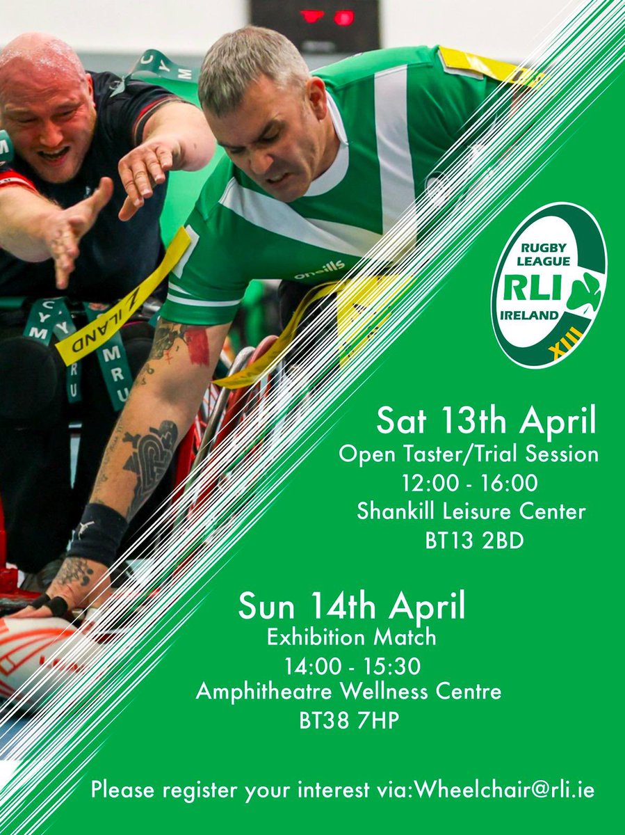We’re thrilled to announce details of the first ever activity in the Belfast area! Open/taster session & exhibition match. ☘️🏉♿️