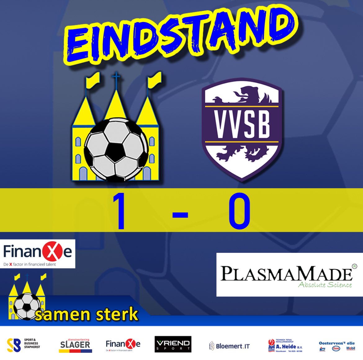 90’ + 6 Het was nog even billenknijpen op het laatst, maar de mannen trekken de 1-0 over de streep en houden zo de 3 punten in eigen huis. 
<a href="/VVSBNWHout/">VVSB</a> succes verder in de competitie en een goede reis terug. 

#STAvvs #samensterk #kopdrveur