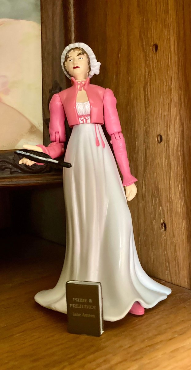 So...according to a family history website, Jane Austen is my 6th cousin 6 times removed.  -D  I'll take it! From now on, I'm calling her Cousin Jane. BTW, do you like my action figure? She shoots witty social commentary from her magic quill pen. LOL  #janeausten #books #forfun