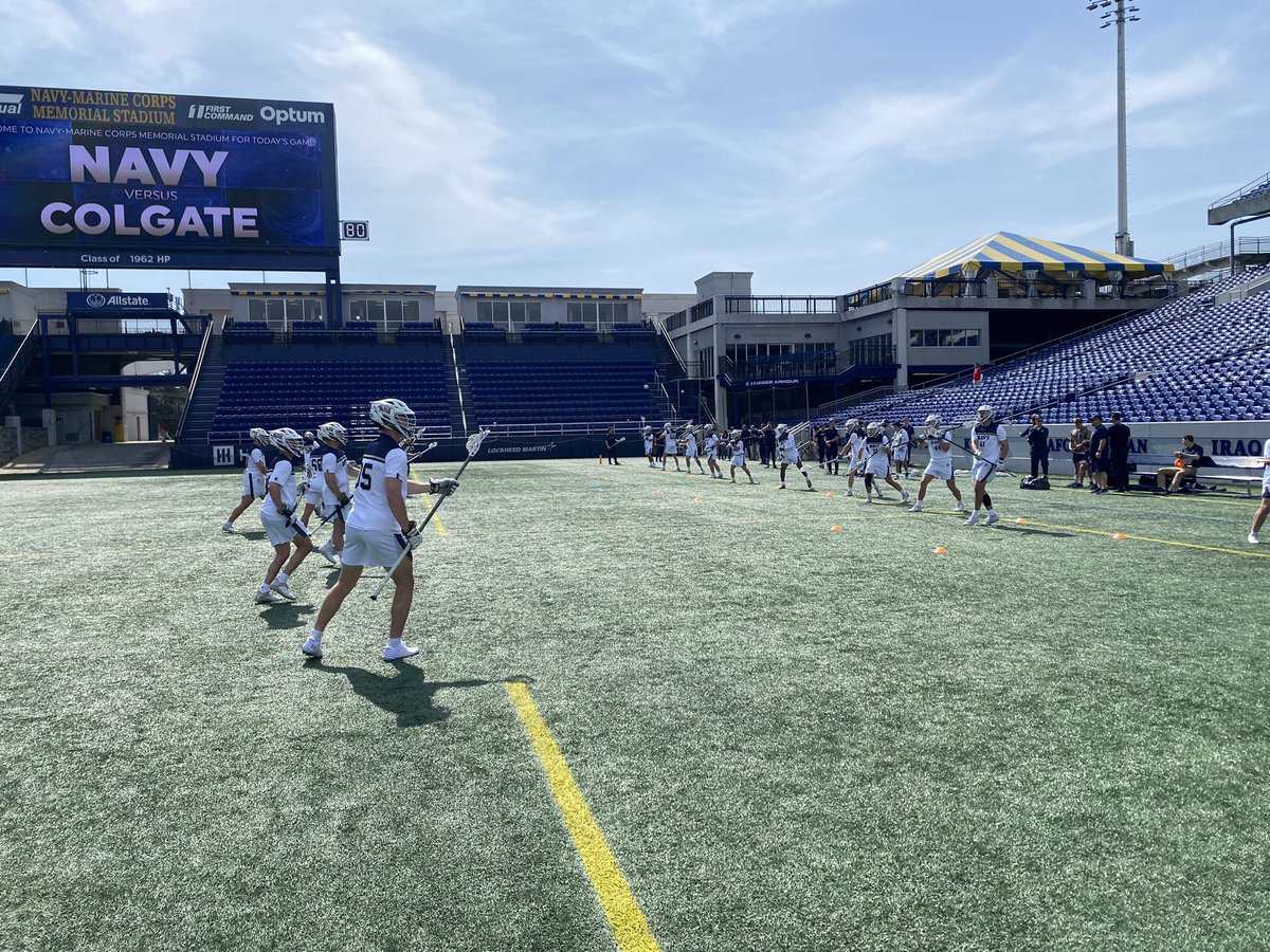 At Navy-Marine Corps Memorial Stadium for the game between No. 17 Colgate and Navy in an important Patriot League matchup. It’s 64 degrees and sunny, expecting a big crowd at Navy @Inside_Lacrosse @ColgateMLax @NavyMLax