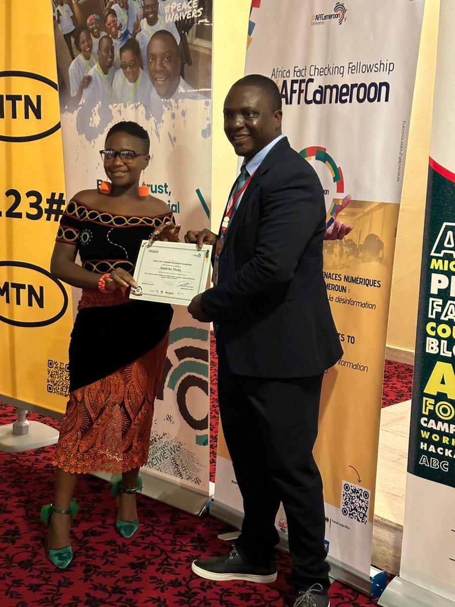 It was an honor for me to receive my certificate from @NgalaDesmond, Country Director of @DefyhatenowWCA, for completing the #AFF program. I was part of Cohort 7. Photo credit: @pedmia_shatu #Defyhatenow @civic_watch