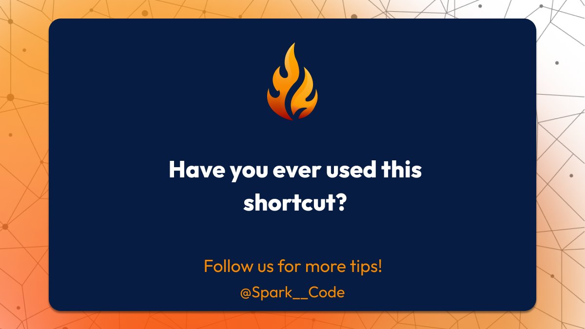 Spark__Code's tweet image. #vscode shortcuts you didn't know you needed!
#Part 14  

#SparkCode #tech #SoftwareDevelopment #WebsiteDevelopment #mobiledevelopmentcompany #SoftwareEngineering #DreamsComeTrue #creativity #GraphicDesign #programming #development #exciting #inspiration