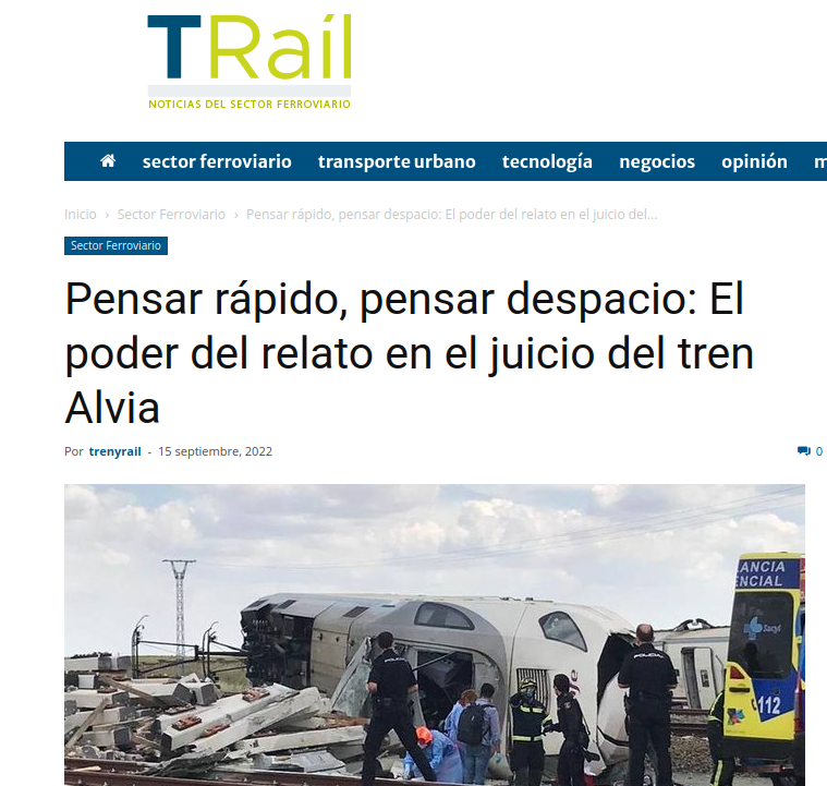 Gracias a su libro salió este artículo: "Pensar rápido, pensar despacio, el poder del relato en el juicio del Alvia" 👇 DEP
trenyrail.com/pensar-rapido-…