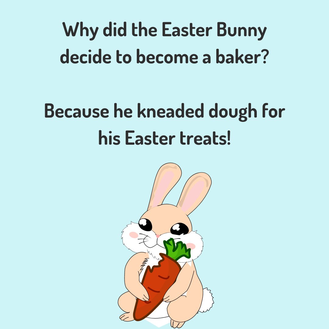 Charity_Rev's tweet image. 🐰🌷 Hoppy Easter Weekend! 🌷🐰 

Who&apos;s ready for some egg-citing fun? Here&apos;s a little Easter joke to kick off your celebrations.

Wishing you all a wonderful Easter filled with joy, laughter, and plenty of chocolate treats! 🍫🥚 

#HappyEaster #EasterJokes #EggcellentHumor
