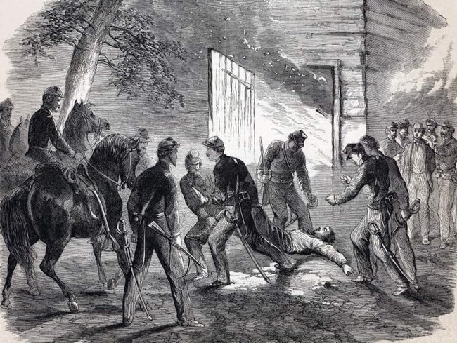 #OTD in 1865, Federal cavalry trap assassin John Wilkes Booth in a tobacco barn on the Garrett Farm in Caroline County, VA. When he refuses to surrender, the barn is set on fire and he is shot. Booth dies within hours, ending the largest manhunt in American history. #CivilWar