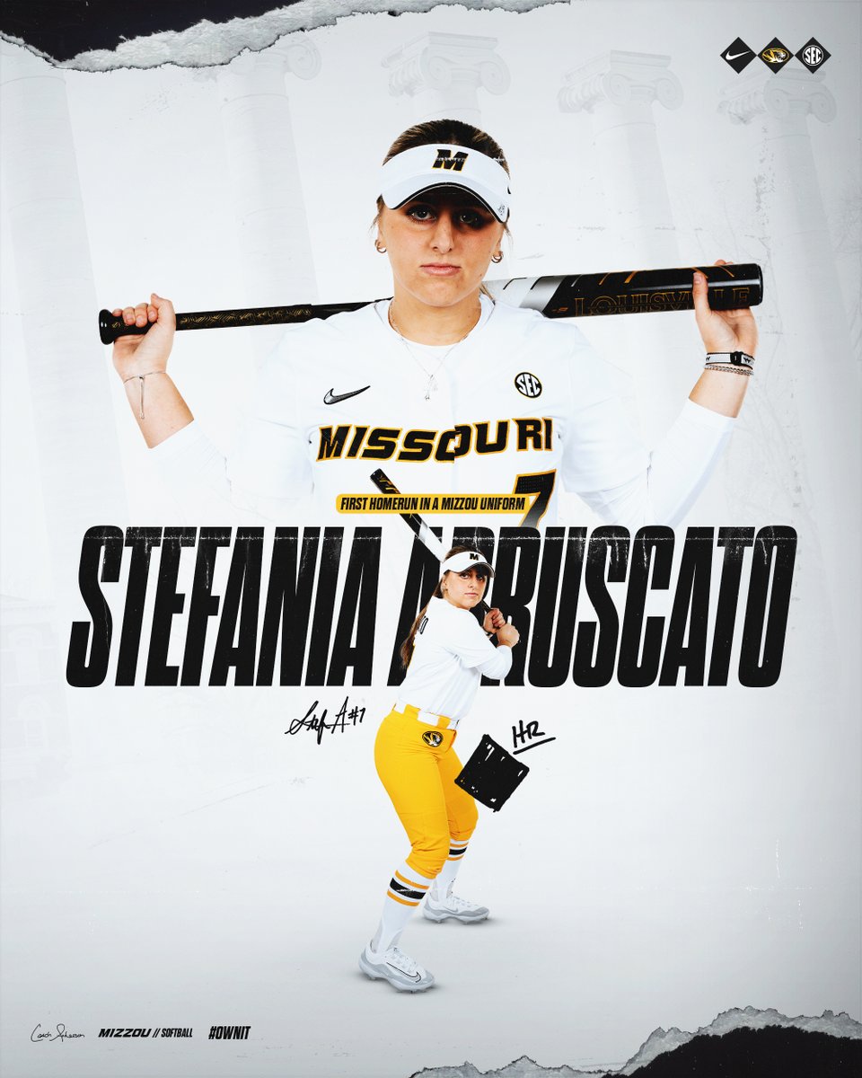 That one is crushed, ladies and germs!! 😱💪 First career homer for freshman Stefania Abruscato!! #Mizzou 6, Villanova 0 | T6 | #OwnIt #MIZ 🐯🥎