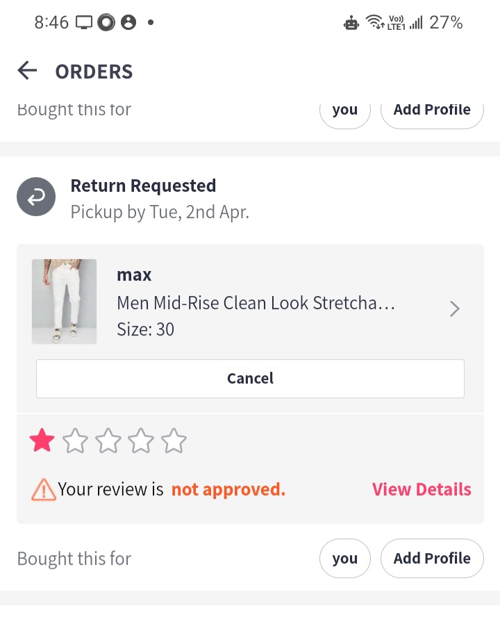 7prav7's tweet photo. You're manually filtering so that only positive reviews go through and genuine negative reviews don't? Shady stuff @myntra  @MyntraSupport https://t.co/xNm2ExB7Ay