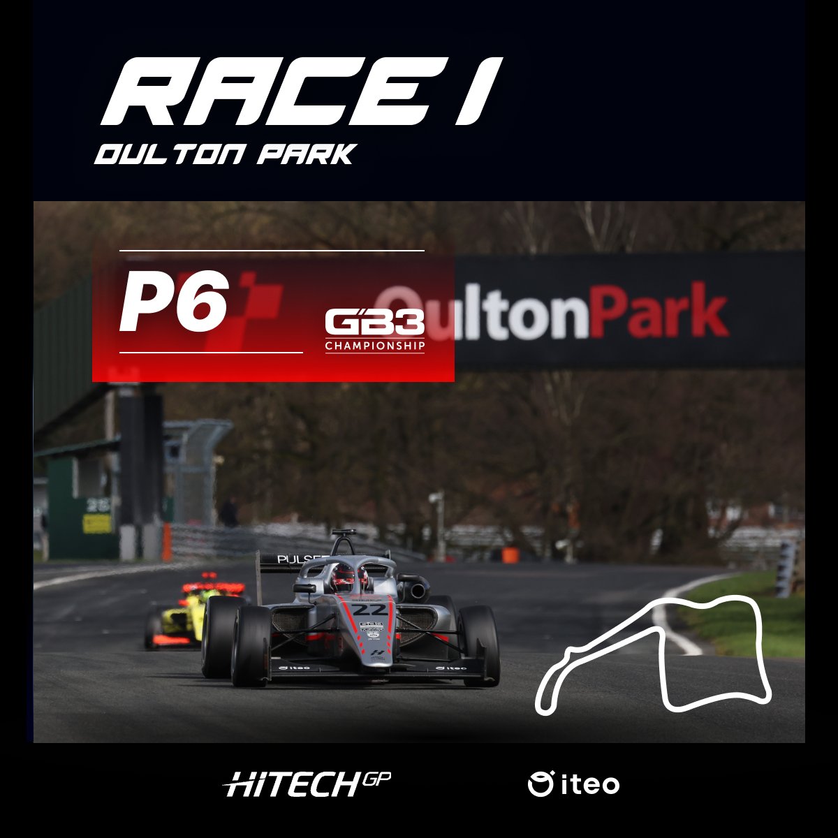 P6 in the opening race of the season and valuable points to the standings for Tymek. Tomorrow is day off so it will be time to celebrate Easter and draw conclusions before the further two races on Monday 👌 @iteo_apps @HitechGP @GB3Championship #GB3 #viaF1