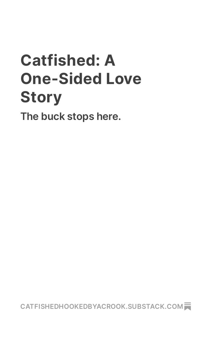 The dénouement is released to Substack!
Catfished: A One-Sided Love Story open.substack.com/pub/catfishedh…