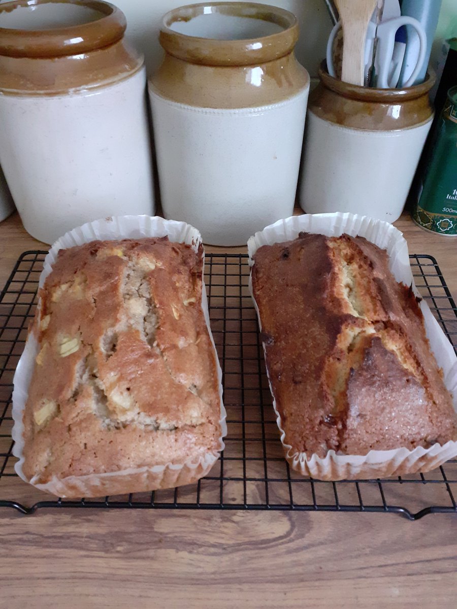 LiliWenFachKnit's tweet photo. Apple and cinnamon cake on the left, and walnut and fudge cake on the right. Which would you choose? https://t.co/gEJ3j02iQ1