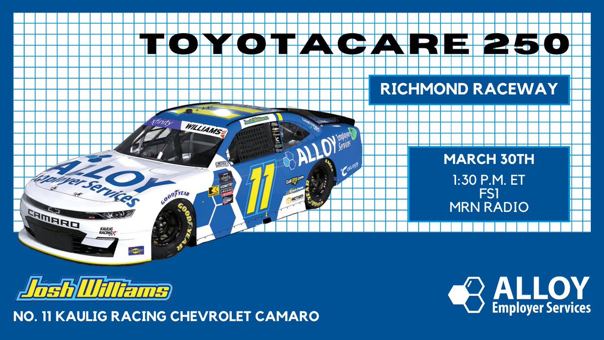 Today, Virginia is for Racers! The field is set and the @NASCAR_Xfinity Series is in Richmond afternoon.

🏁: @RichmondRaceway
📍: Richmond, Virginia
🕰: 1:30 p.m. ET
📺: @FS1
📻: @MRNradio

#StrongerByDesign | #ToyotaCare250