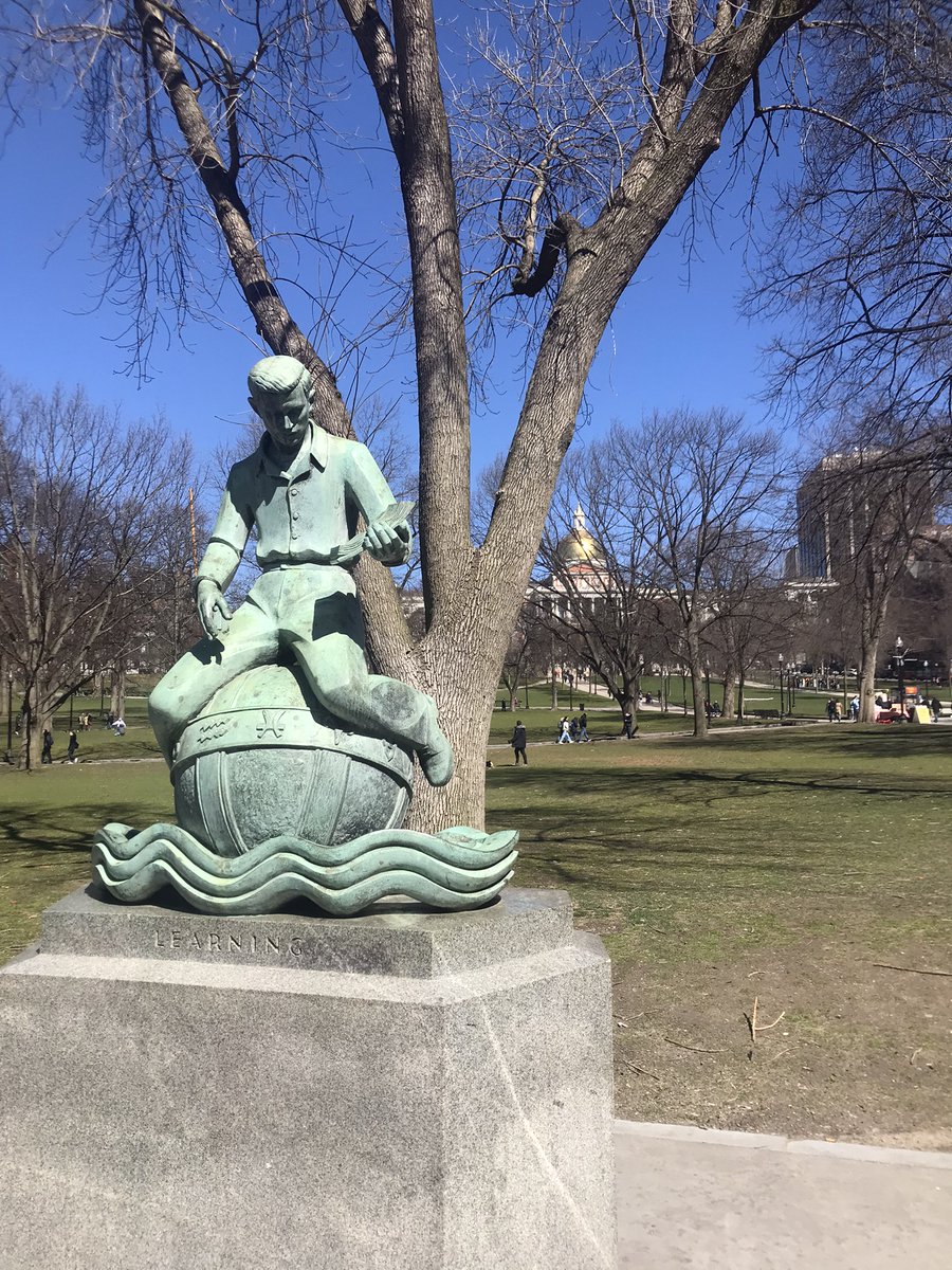 In Boston area for a few talks. Many impressions, but this statue of learning (accompanied by industry and religion) in front of the gold dome on Beacon Hill captures some.