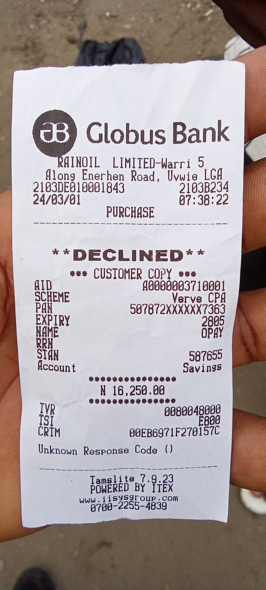 @OPay_NG @yunusxonline @Imranmuhdz @woye1 @cenbank @officialEFCC Transaction was carried out March 1st 2024, at a rain oil filling station