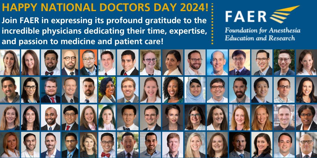 Happy #DoctorsDay24! As you celebrate all the exceptional physicians out there, join FAER in giving a special shoutout to the wonderful #FAERgrantees (2020–2023 pictured) for all they do in guiding #anesthesiology & #research into the future! #PatientCare #FAERgrantee #Medicine