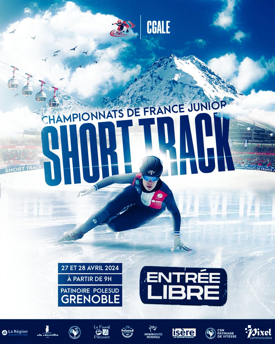CGALEshorttrack's tweet photo. Le compte à rebours commence maintenant ! 🥳
Nous vous donnons rendez-vous les 27 et 28 avril pour les championnats de France Junior à la Patinoire Polesud ! https://t.co/IpUuanqLag