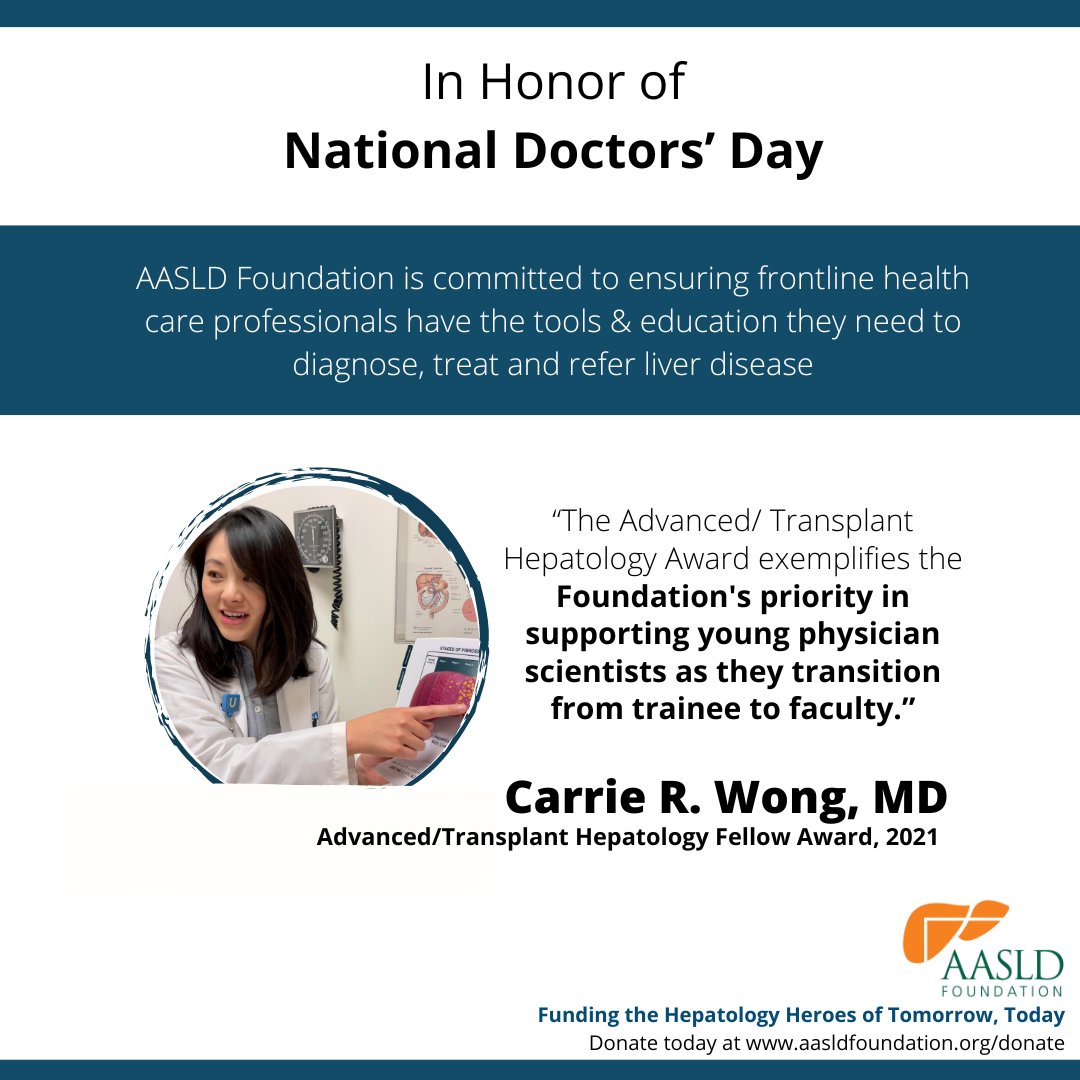 AASLD Foundation celebrates #NationalDoctorsDay! 
Learn more about AASLD Foundation's funding programs and impact at aasldfoundation.org.