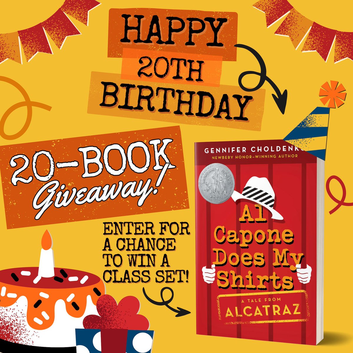 Wow... Today is AL CAPONE DOES MY SHIRTS' 20th birthday! 📕🎉 To celebrate 20 years, I'm giving away a set of 20 books to one lucky classroom! Educators, follow me and RT this post to enter. Tag a teacher friend for an extra entry. Ends April 5 @ 4pm PT. US only. @penguinkids