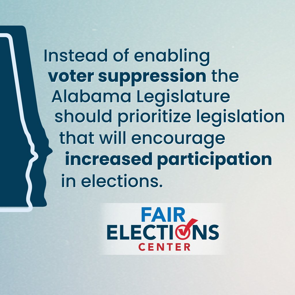 ICYMI: Alabama Gov. Kay Ivey signed SB1, which criminalizes third parties who help Alabamans vote by mail. Instead of perpetuating voter suppression, the AL Legislature should prioritize encouraging and promoting increased participation in elections. Follow FEC for more✅️