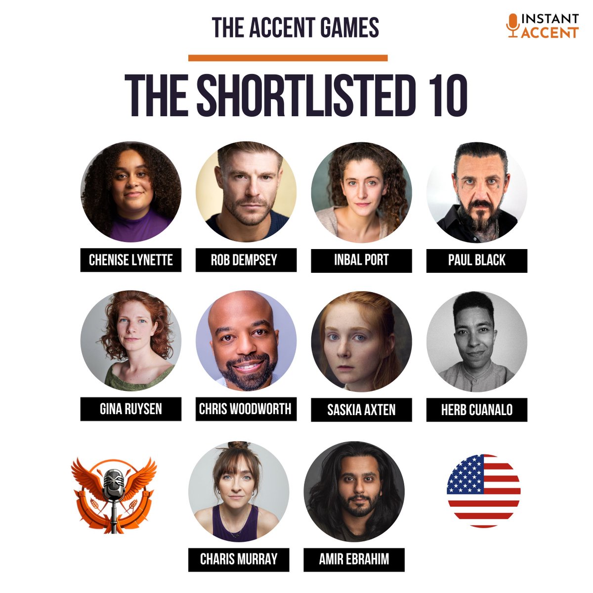 InstantAccent's tweet photo. 📣 ANNOUNCEMENT 📣
Meet our incredible shortlisted 10 from our first Accent Games! This was all about the celebration of craft, getting to share work and having the opportunity to sharpen our accents. https://t.co/tFxs1lTVxR