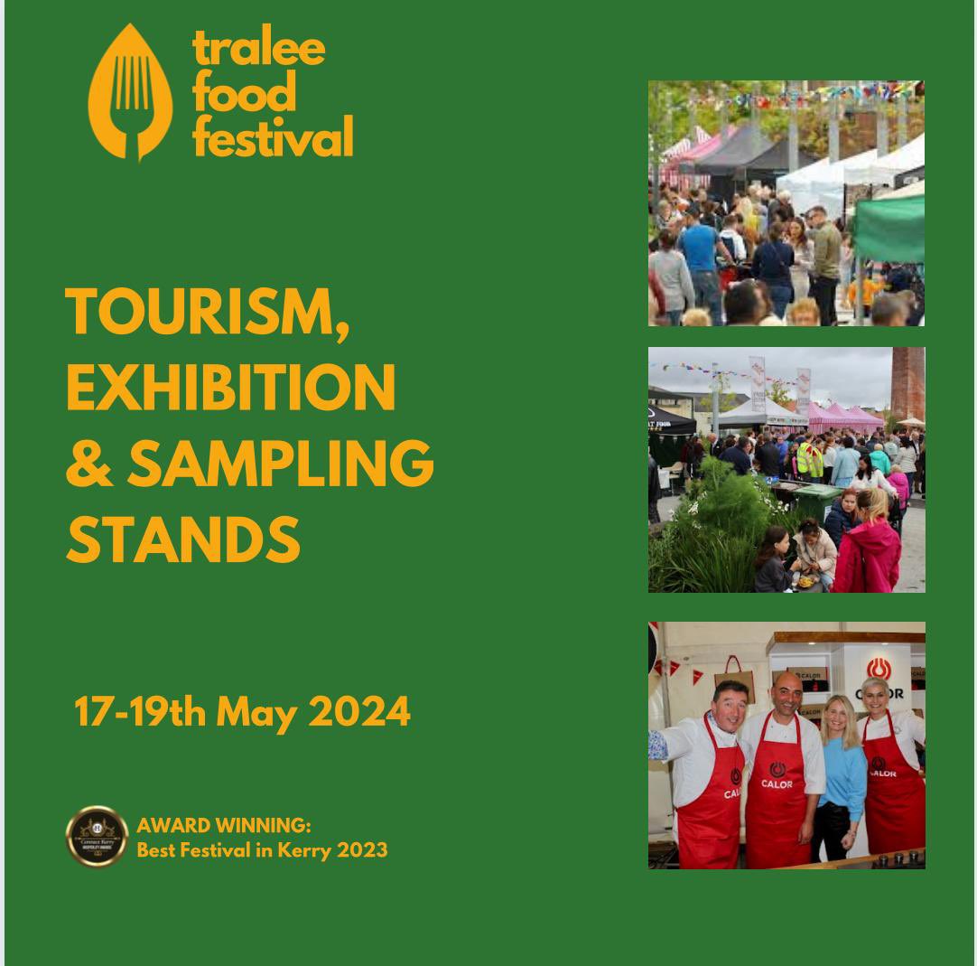 Tralee Food Festival (@foodtralee) on Twitter photo Showcase at this years #TraleeFoodFestival in our dedicated exhibition and demonstration zone. 
Drop us a DM or email traleefestival@gmail.com to secure your spot. Suitable for Hotels, Attractions, Hospitality Suppliers, Community Groups & lots more. #TFF24 #ExhibitionZone Showcase at this years #TraleeFoodFestival in our dedicated exhibition and demonstration zone. 
Drop us a DM or email traleefestival@gmail.com to secure your spot. Suitable for Hotels, Attractions, Hospitality Suppliers, Community Groups & lots more. #TFF24 #ExhibitionZone