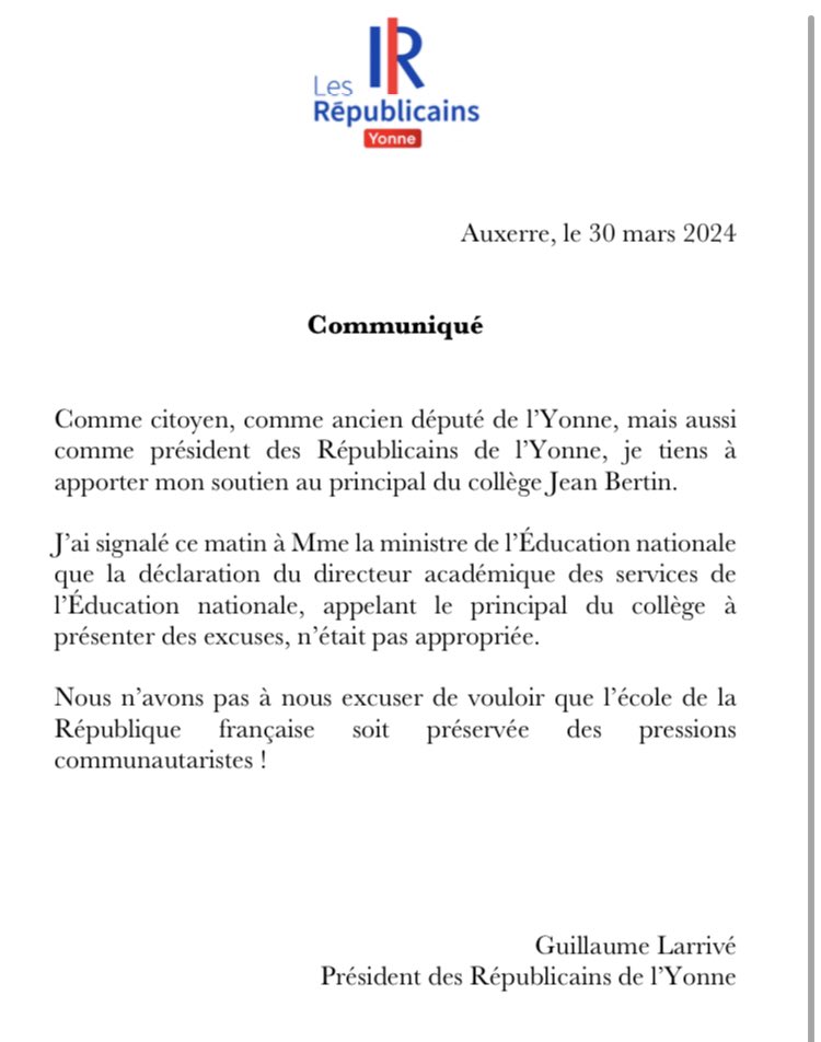 Nous n’avons pas à nous excuser de vouloir que l’école de la République soit préservée des pressions communautaristes.