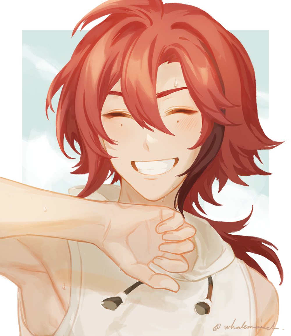 鹿野院平蔵 「cheeky grin! big smile!#heizou #genshini」|𝓏𝒶𝓇𝒶のイラスト