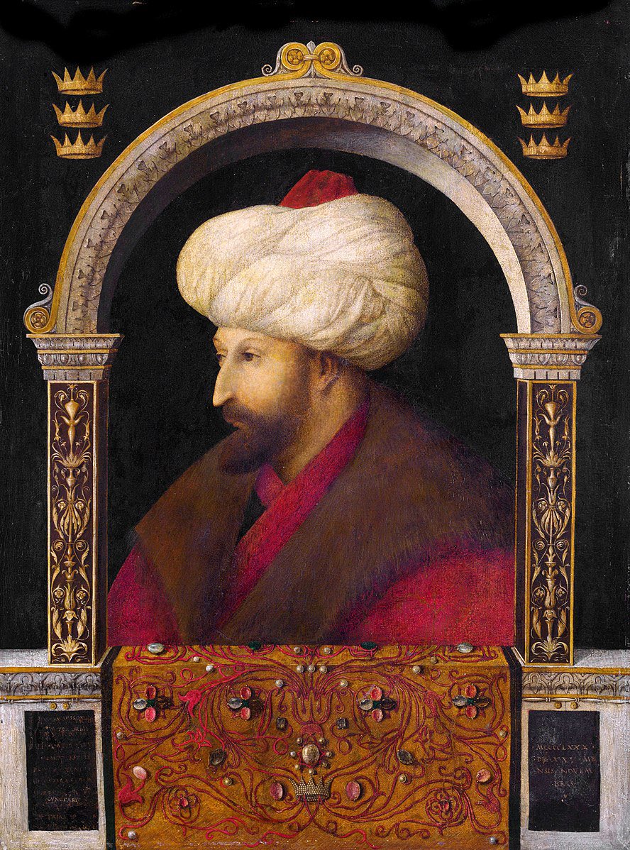 #OTD in the year 1432: birth of Fatih Sultan Mehmet, The Conqueror of Istanbul, one of the famous sultans of Ottoman Empire. Oil painting by Bellini at @V_and_A museum, London. #Türkiye #History