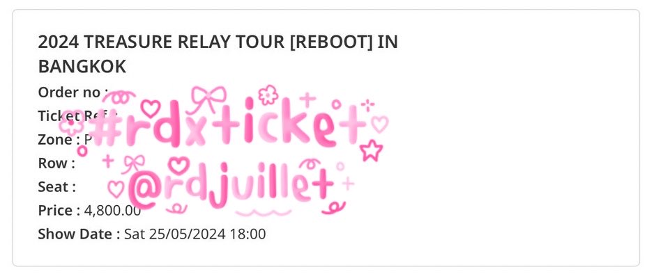 rdjuillet's tweet photo. รีวิวกดบัตรมาแล้วค่าา

คอน treasure รอบ membership
- กดได้ 2 ใบ ( โซน J , P )

คอน treasure รอบปกติ
- กดได้ 1 ใบ ( โซน SG )

คอน iu
- กดได้ 2 ใบ ( โซน A3 )

ขอบคุณที่ไว้ใจร้านอาร์ดีนะคะ 🙇🏻‍♀️
#รีวิวrdjuillet #rdxticket https://t.co/aLttHC53EZ