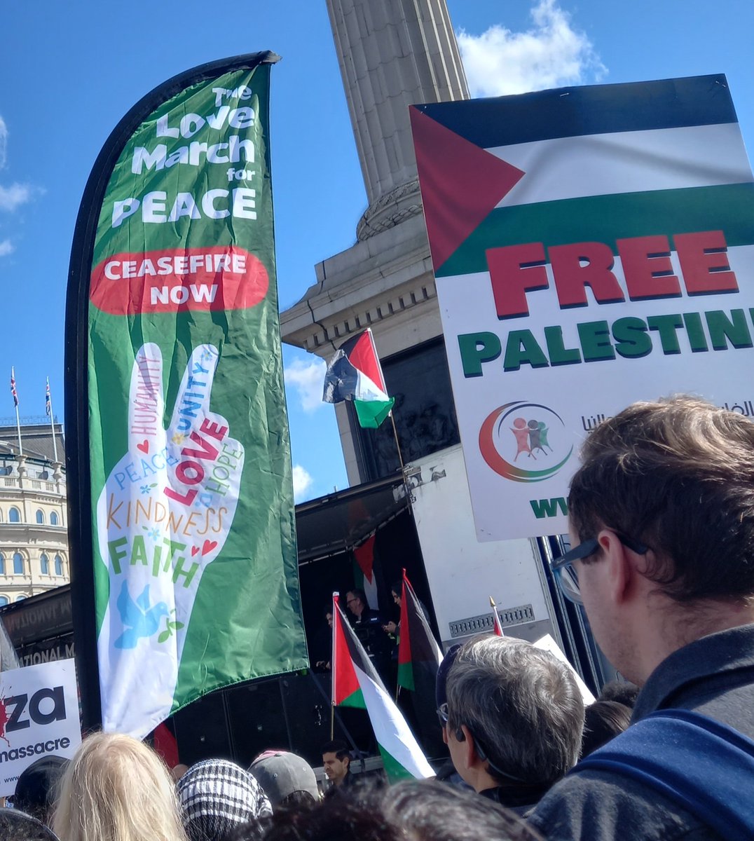 Another extraordinary day at the ELEVENTH peace march for Palestine. @hzomlot speech at Trafalgar Sq was very powerful and moving, many brought to tears. 'The power is HERE!'. @HackneyAbbott had a rapturous welcome too. #noceasefirenovotes